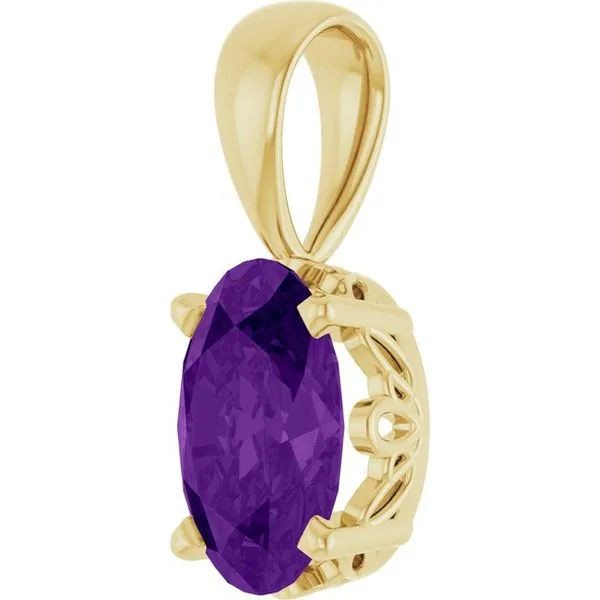 Oval 4-Prong Solitaire Pendant Image 2 John E. Koller Jewelry Designs owasso, OK