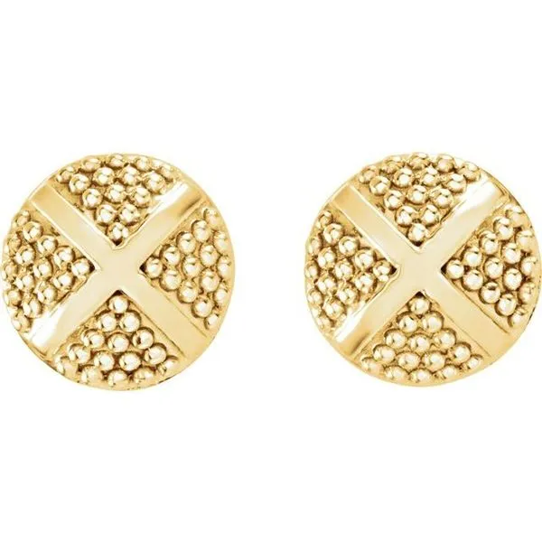Granulated X Stud Earrings Image 2 Scirto's Jewelry Lockport, NY