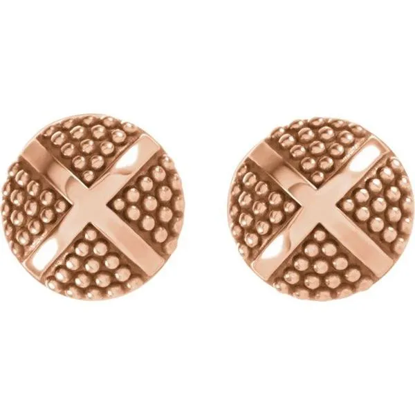 Granulated X Stud Earrings Image 2 Henry B. Ball Jewelers Canton, OH