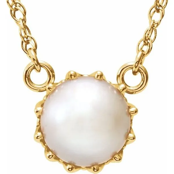 Solitaire Pearl Crown Necklace Woelk's House of Diamonds Russell, KS