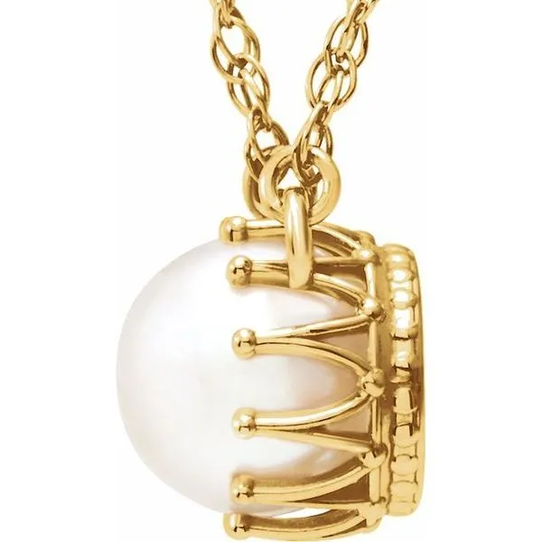 Solitaire Pearl Crown Necklace Image 2 Scirto's Jewelry Lockport, NY