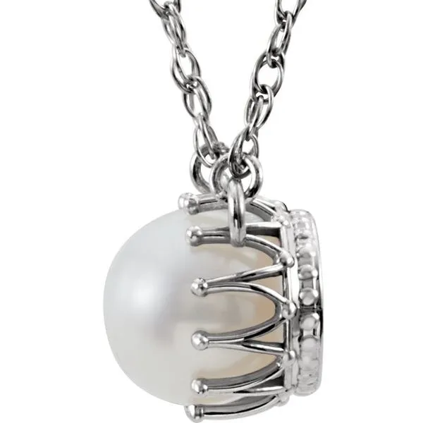 Solitaire Pearl Crown Necklace Image 2 The Diamond Shop, Inc. Lewiston, ID