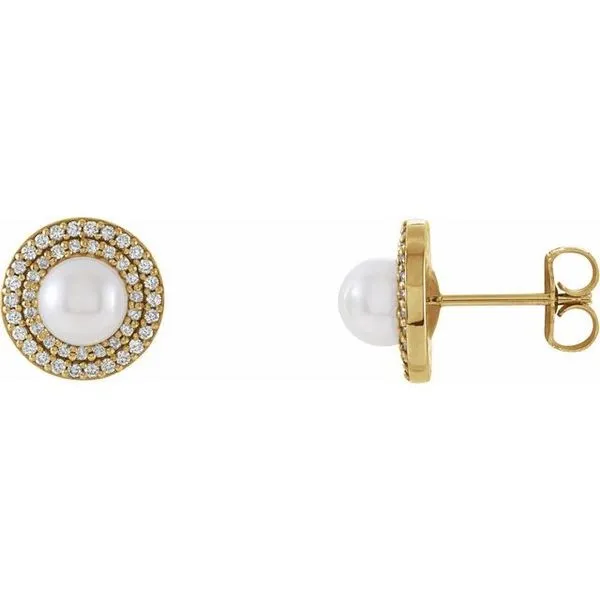 Halo-Style Pearl Earrings Long Jewelers Chesapeake, VA