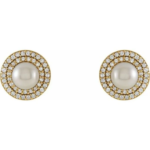 Halo-Style Pearl Earrings Image 2 J. Meredith Jewelers Delafield, WI
