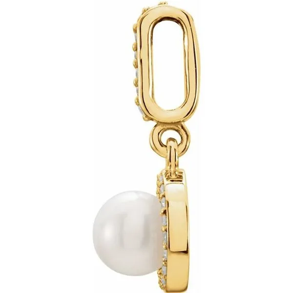 Halo-Style Pearl Pendant Image 2 Scirto's Jewelry Lockport, NY