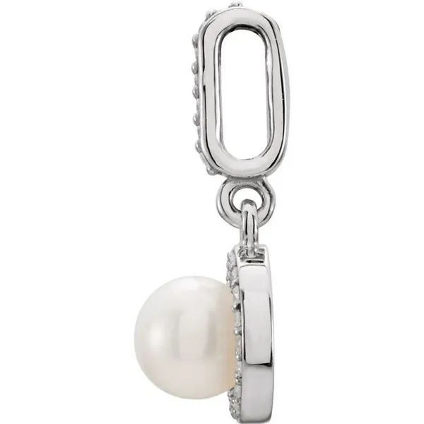 Halo-Style Pearl Pendant Image 2 Linwood Custom Jewelers Linwood, NJ