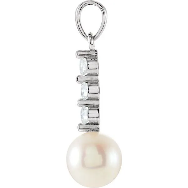 Accented Pearl Pendant Image 2 Henry B. Ball Jewelers Canton, OH