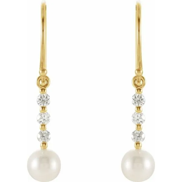 Accented Pearl Bar Earrings Image 2 M. J. Thomas Jewelers, Ltd. Stratford, CT