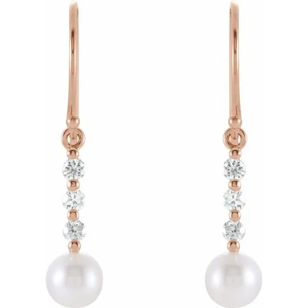 Accented Pearl Bar Earrings Image 2 J. Meredith Jewelers Delafield, WI