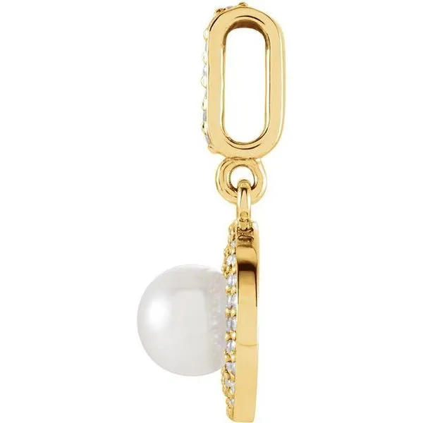 Halo-Style Pearl Pendant Image 2 Hart's Jewelers Grants Pass, OR