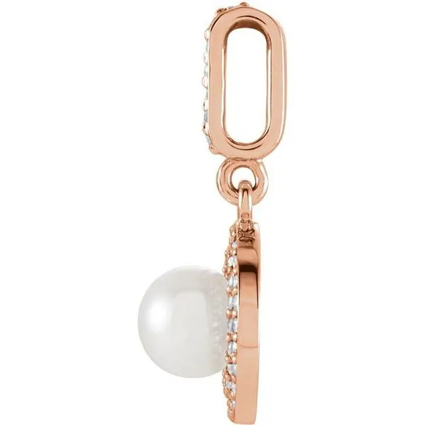 Halo-Style Pearl Pendant Image 2 The Diamond Shop, Inc. Lewiston, ID