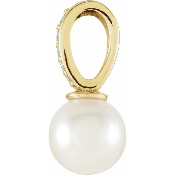 Accented Pearl Pendant Image 2 Linwood Custom Jewelers Linwood, NJ