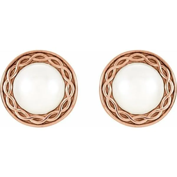 Solitaire Pearl Earrings Image 2 Henry B. Ball Jewelers Canton, OH