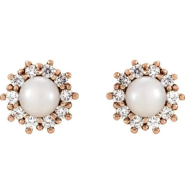 Halo-Style Pearl Earrings Image 2 Henry B. Ball Jewelers Canton, OH