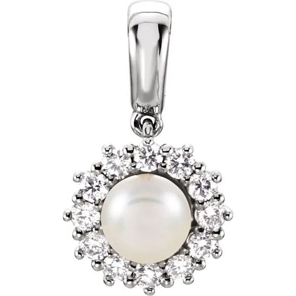Halo-Style Pearl Pendant Scirto's Jewelry Lockport, NY