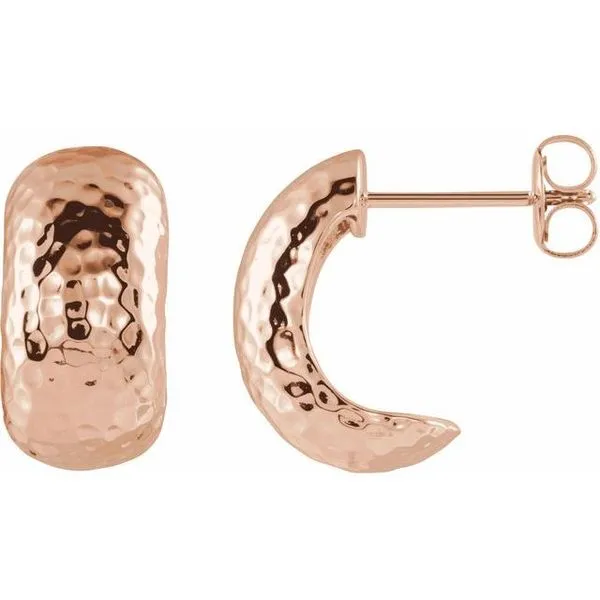 Hammered J-Hoop Earrings Image 3 Leslie E. Sandler Fine Jewelry and Gemstones rockville , MD