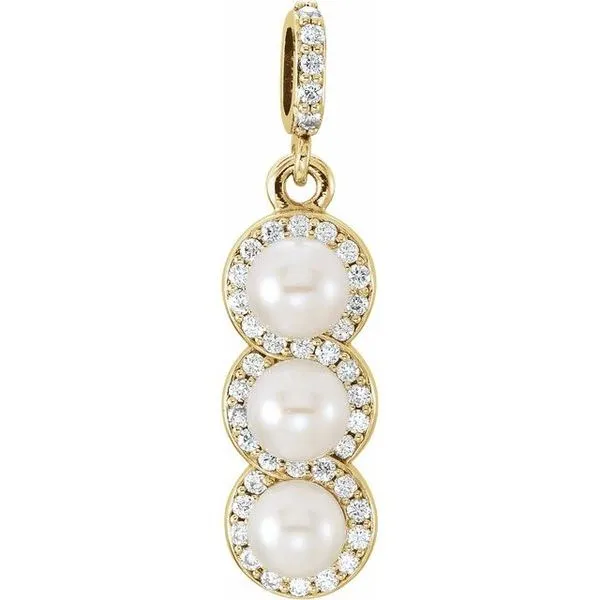 Three-Stone Halo-Style Pearl Pendant Holly's Jewelry Mountain Home, AR