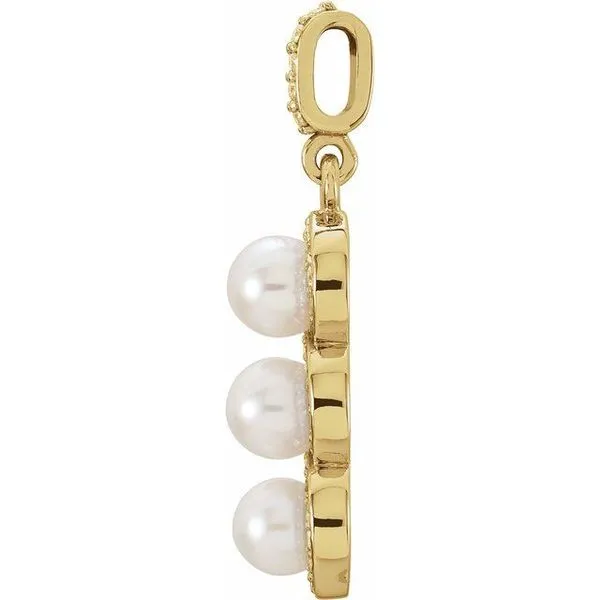 Three-Stone Halo-Style Pearl Pendant Image 2 Holly's Jewelry Mountain Home, AR