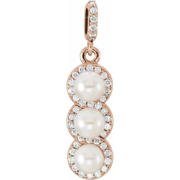 Three-Stone Halo-Style Pearl Pendant Scirto's Jewelry Lockport, NY