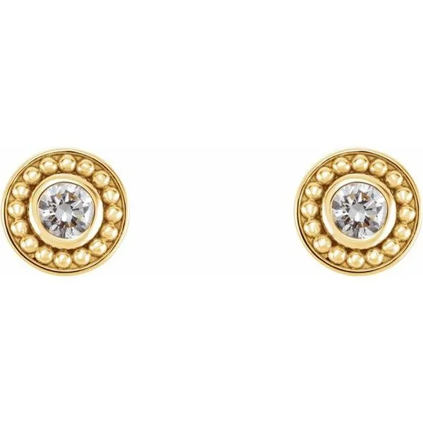 Bezel-Set Beaded Earrings Image 2 D'Errico Jewelry Scarsdale, NY