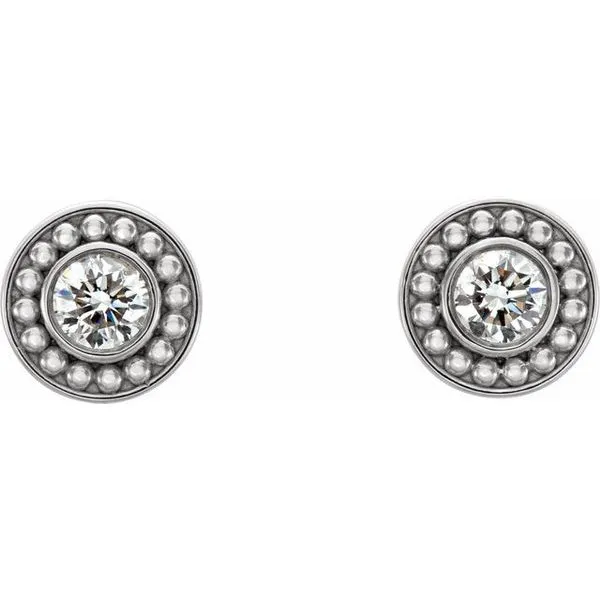 Bezel-Set Beaded Earrings Image 2 D'Errico Jewelry Scarsdale, NY