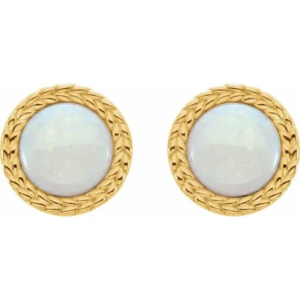 Cabochon Bezel-Set Leaf Earrings Image 2 James & Williams Jewelers Berwyn, IL