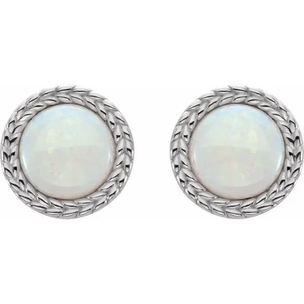 Cabochon Bezel-Set Leaf Earrings Image 2 James & Williams Jewelers Berwyn, IL