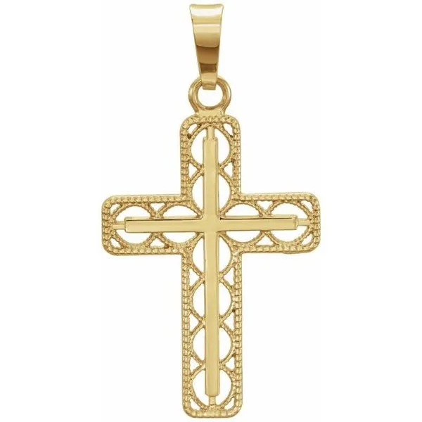 Milgrain Cross Pendant Long Jewelers Chesapeake, VA