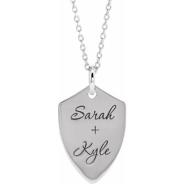 Engravable Shield Necklace Image 3 Holly's Jewelry Mountain Home, AR