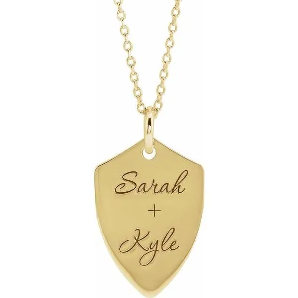 Engravable Shield Necklace Image 3 Rasmussen Jewelers Spanish Fork, UT