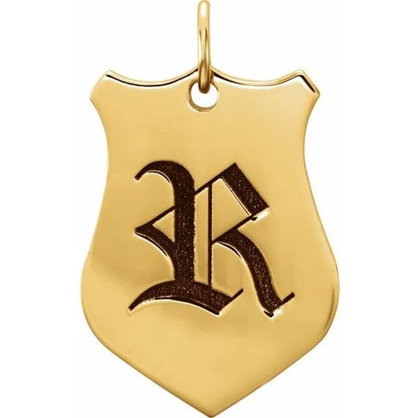 Engravable Shield Pendant Image 3 Milan's Jewelry Inc Sarasota, FL