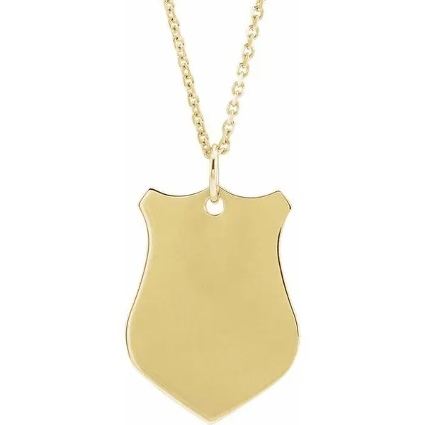 Engravable Shield Necklace D'Errico Jewelry Scarsdale, NY