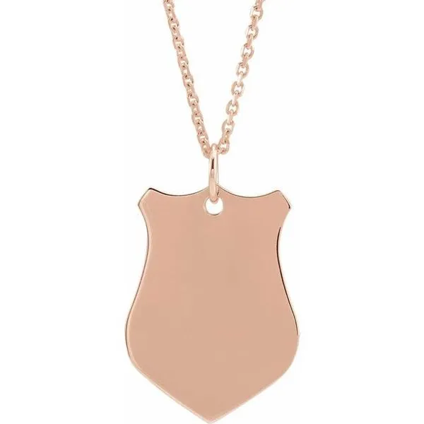 Engravable Shield Necklace Long Jewelers Chesapeake, VA