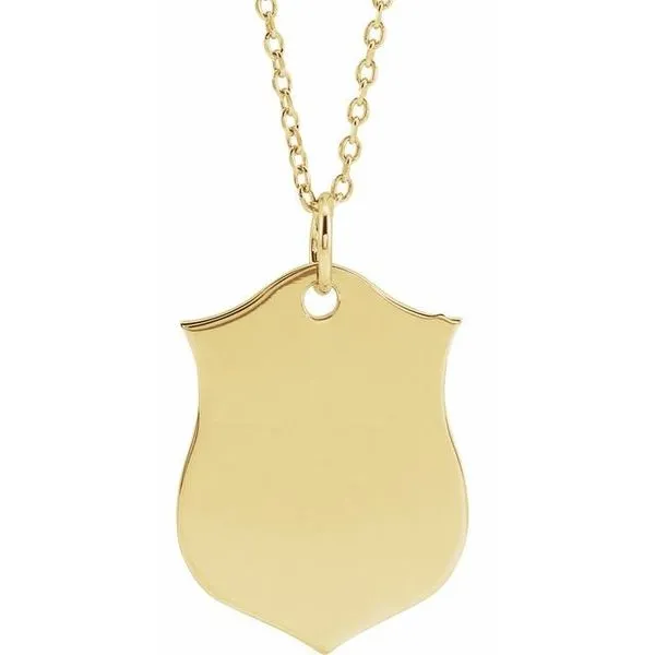 Engravable Shield Necklace James & Williams Jewelers Berwyn, IL
