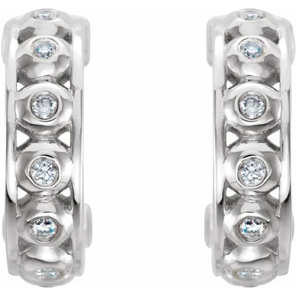 Bezel-Set Hoop Earrings Image 2 Rasmussen Jewelers Spanish Fork, UT