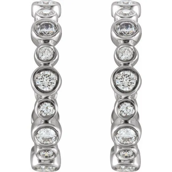 Bezel-Set Hoop Earrings Image 2 Scirto's Jewelry Lockport, NY