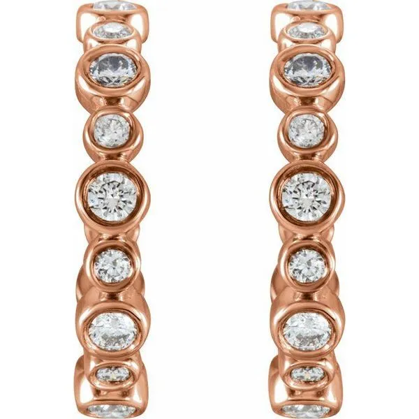 Bezel-Set Hoop Earrings Image 2 James & Williams Jewelers Berwyn, IL