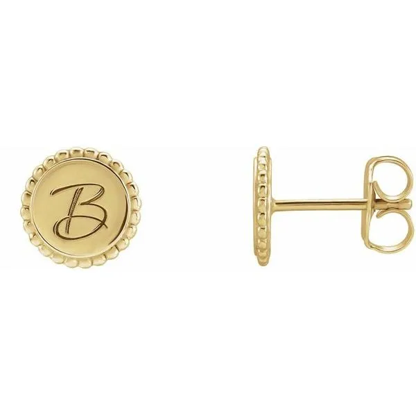 Engravable Beaded Earrings Image 3 James & Williams Jewelers Berwyn, IL