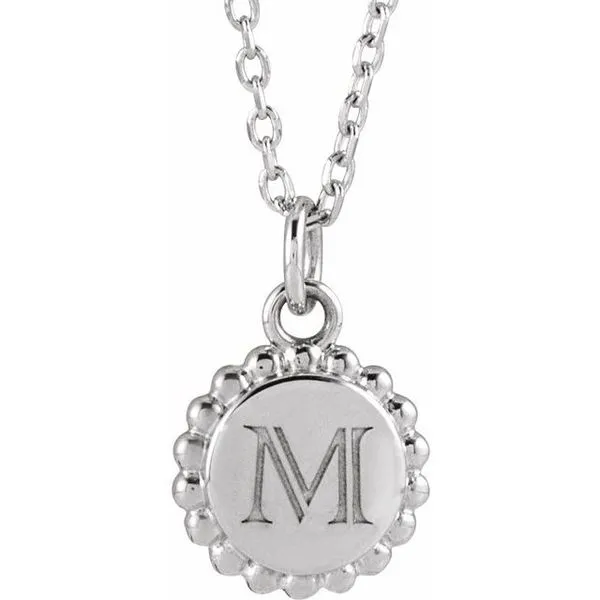 Engravable Beaded Disc Necklace Image 3 Hopman Jewelers Elkhart, IN