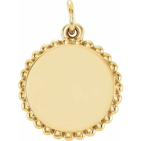 Engravable Beaded Disc Pendant J. Meredith Jewelers Delafield, WI