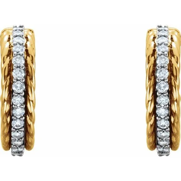 Accented Rope Hoop Earrings Image 2 M. J. Thomas Jewelers, Ltd. Stratford, CT