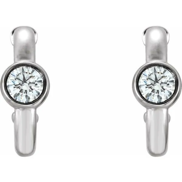 Bezel-Set Huggie Earrings Image 2 J. Meredith Jewelers Delafield, WI