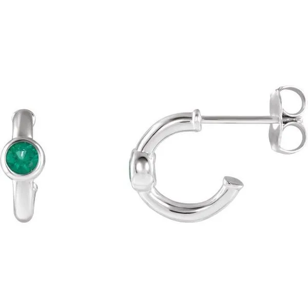 Bezel-Set Huggie Earrings Image 2 M. J. Thomas Jewelers, Ltd. Stratford, CT