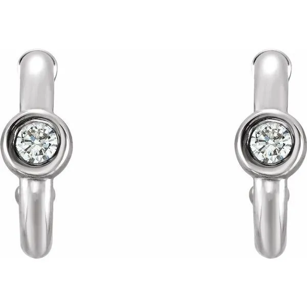 Bezel-Set Huggie Earrings Image 2 James & Williams Jewelers Berwyn, IL