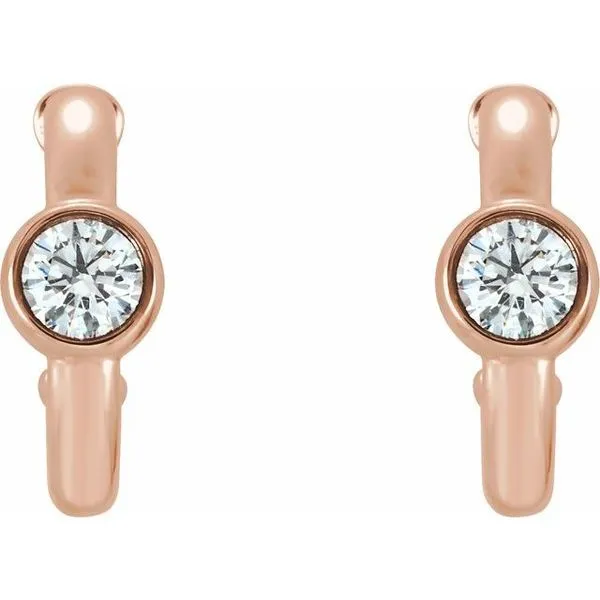 Bezel-Set Huggie Earrings Image 2 J. Meredith Jewelers Delafield, WI