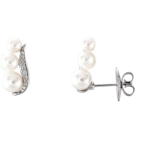 Accented Pearl Ear Climbers Rick's Jewelers California, MD