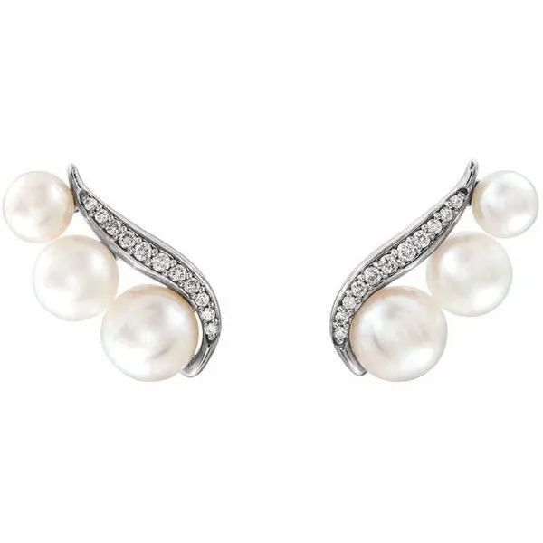 Accented Pearl Ear Climbers Image 2 Diny's Jewelers Middleton, WI
