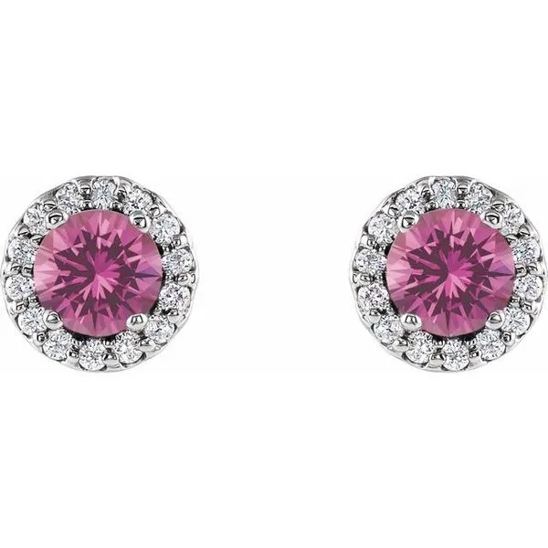 Round 4-Prong Halo-Style Earrings Image 2 Diny's Jewelers Middleton, WI