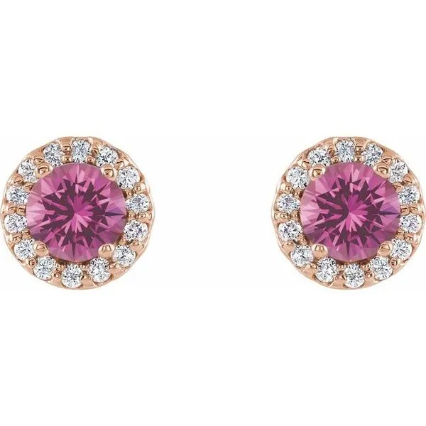 Round 4-Prong Halo-Style Earrings Image 2 Diny's Jewelers Middleton, WI