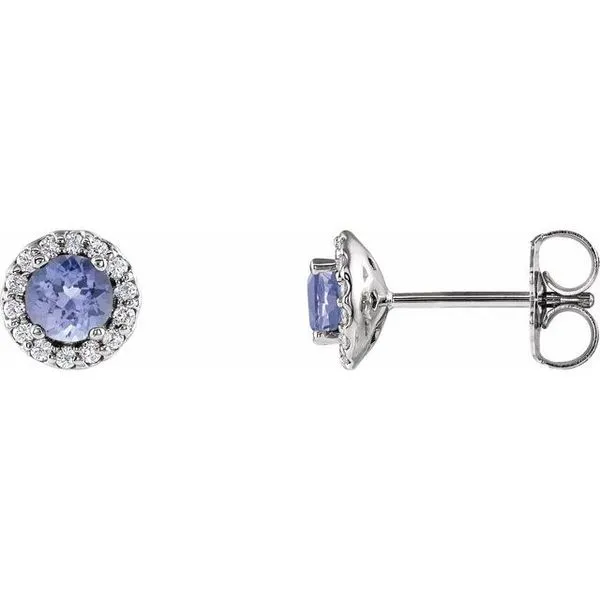 Round 4-Prong Halo-Style Earrings Long Jewelers Chesapeake, VA